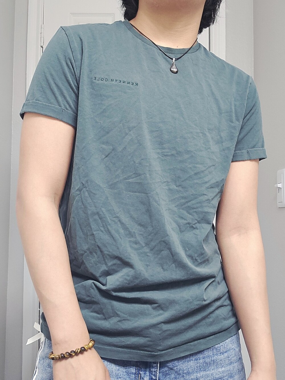 Kenneth Cole Short-Sleeve Crew T-Shirt in Slate Green
